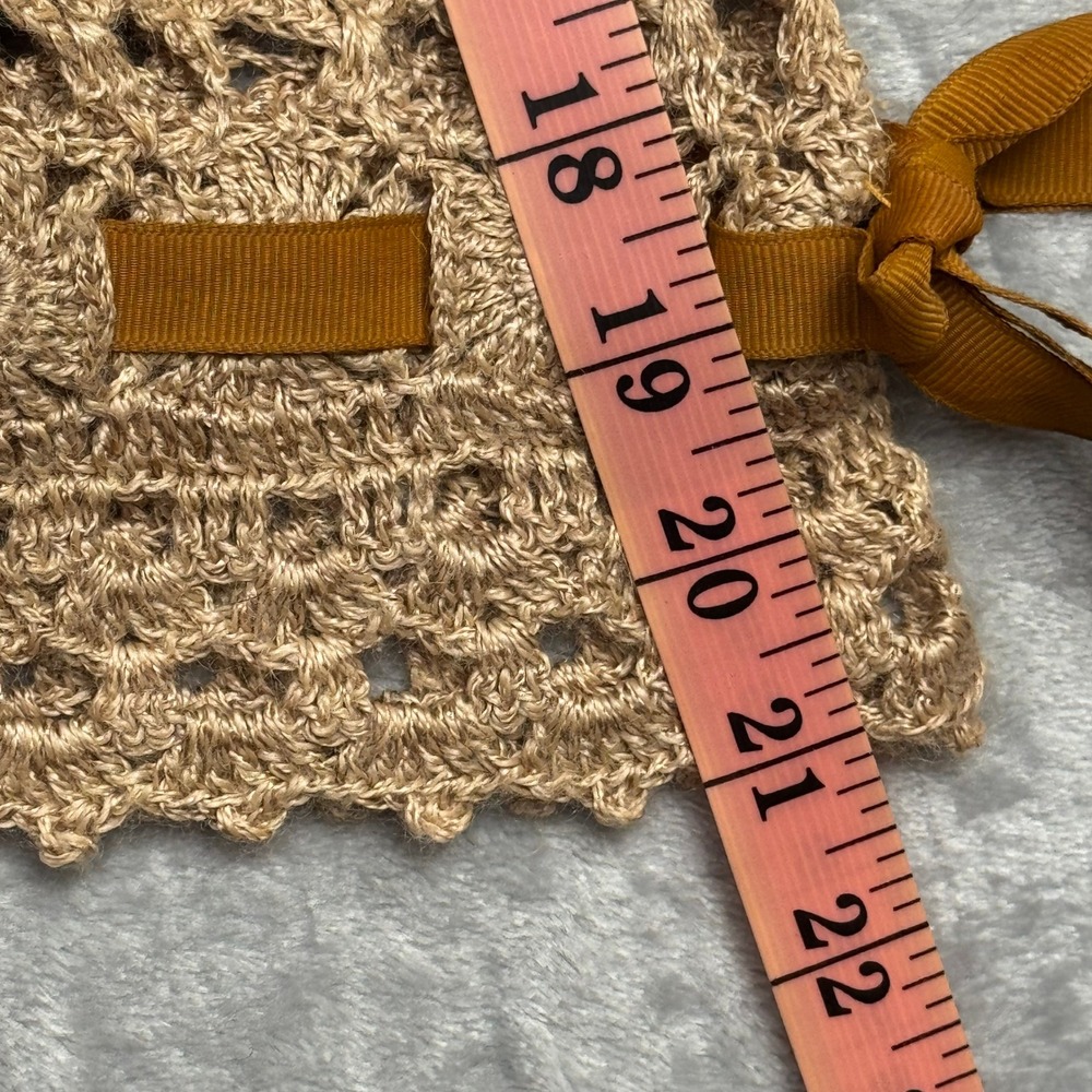 Vintage Anthropologie CURIO Beige Crochet Knit Granny Square Cardigan Sweater L - Picture 12 of 12